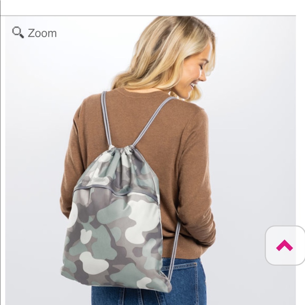 NWT Thirty One Brand Cinch Sac - Charcoal Crosshatch